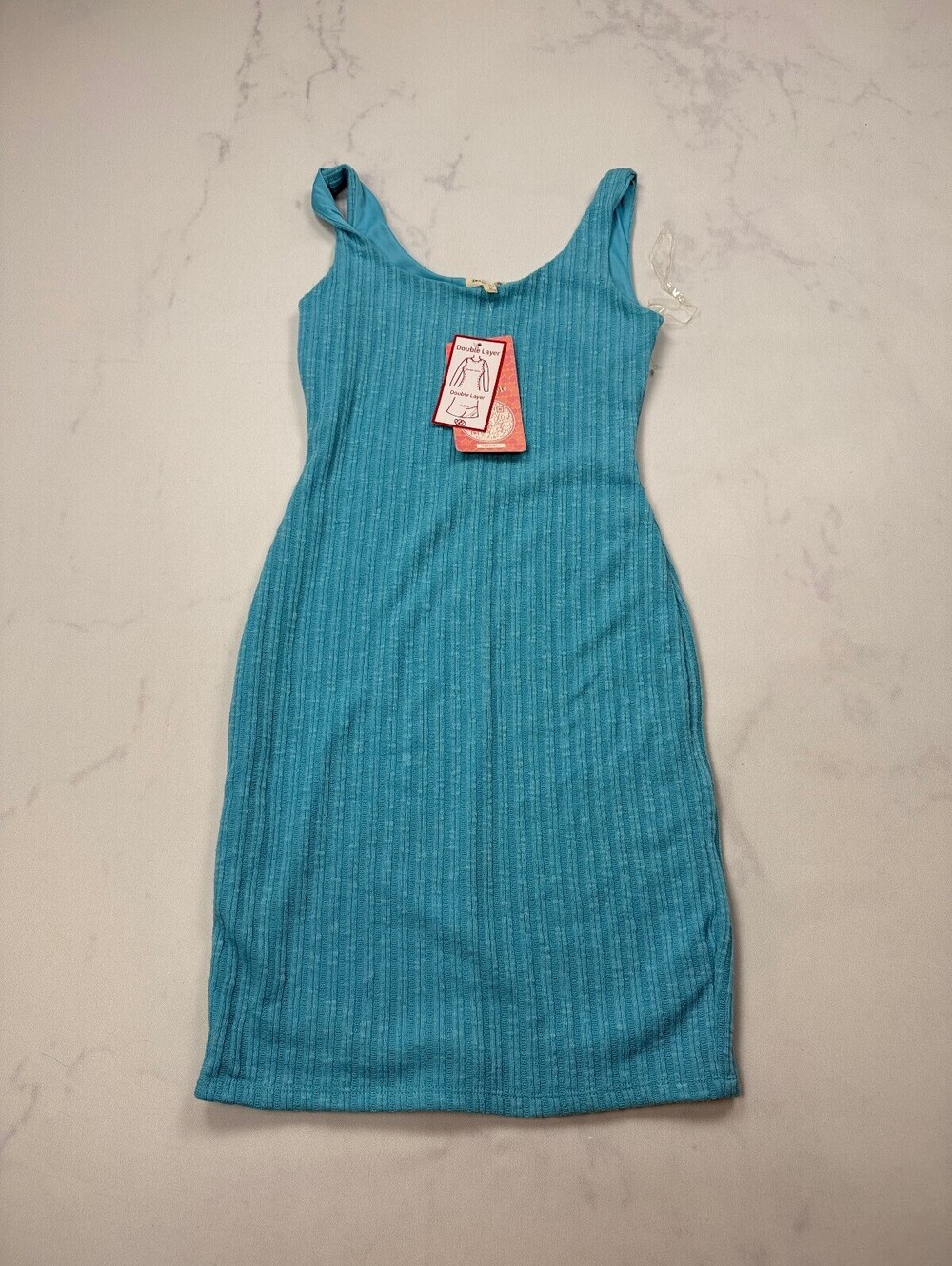 Heart & Hips Textured Midi Dress Turquoise Modern Fitted - Womens S
